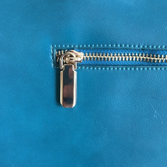 New AOTA Bag purse tote teal blue gold (Vagan) Crossbody/Handbag large - Picture 6 of 11